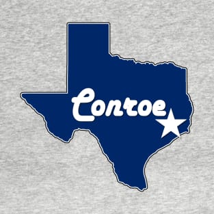 City of Conroe Texas Lone Star State Map Navy Blue T-Shirt